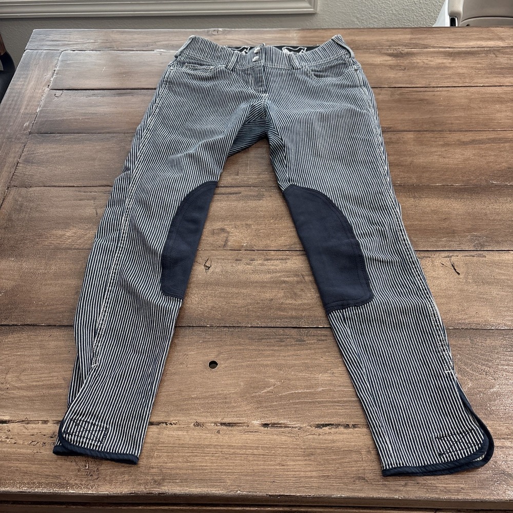 Goode Rider Breeches Tapered Equestrian Horse Riding Pants Blue Striped 28R
